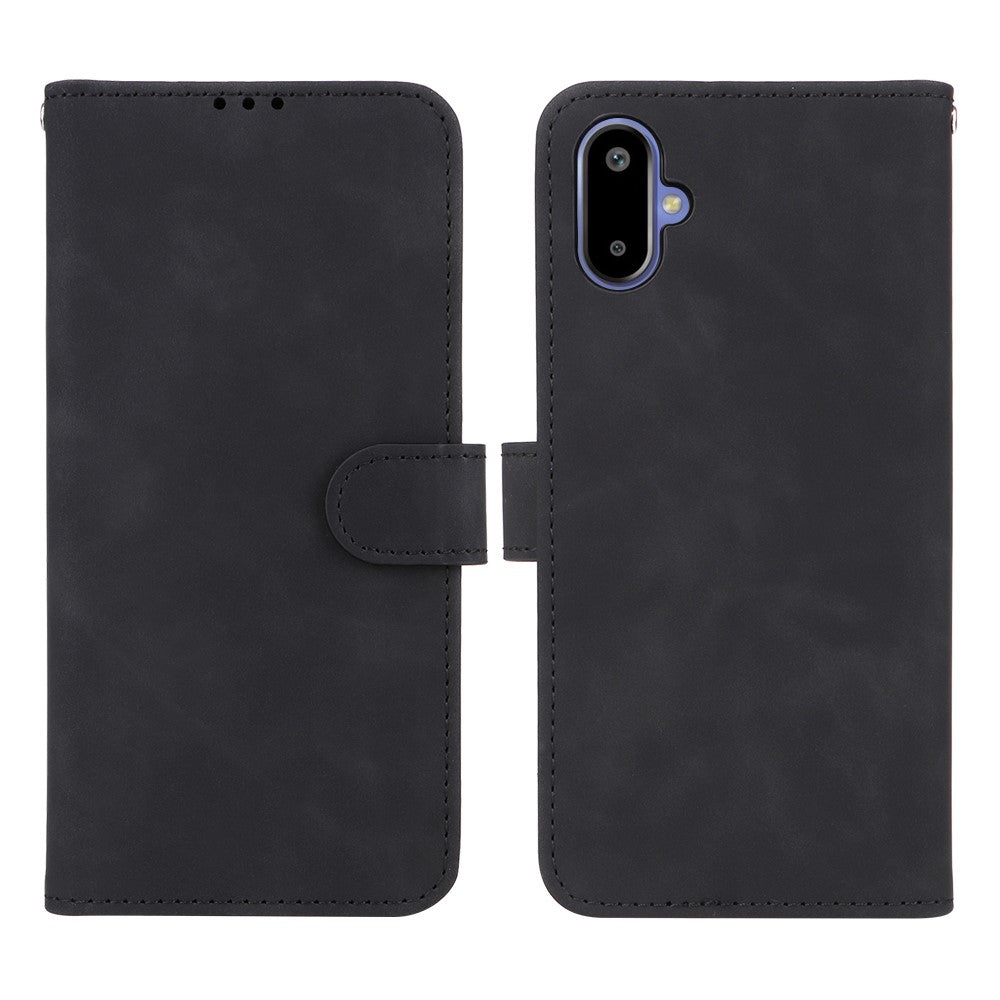 Läderfodral för Samsung Galaxy F06 5G / M06 5G, stötsäkert plånboksfodral med fällbart mönster.