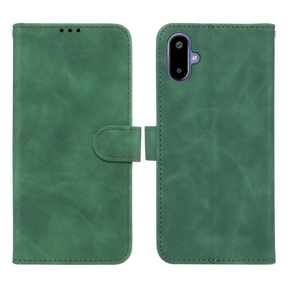 Läderfodral för Samsung Galaxy F06 5G / M06 5G, stötsäkert plånboksfodral med fällbart mönster.