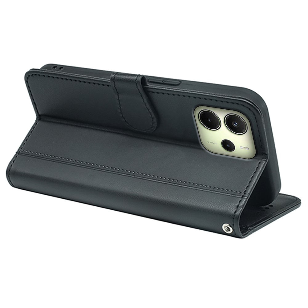 For Xiaomi Redmi Note 14 4G (164.84mm) Wallet Case Magnetic Snap Leather Phone Cover with Strap