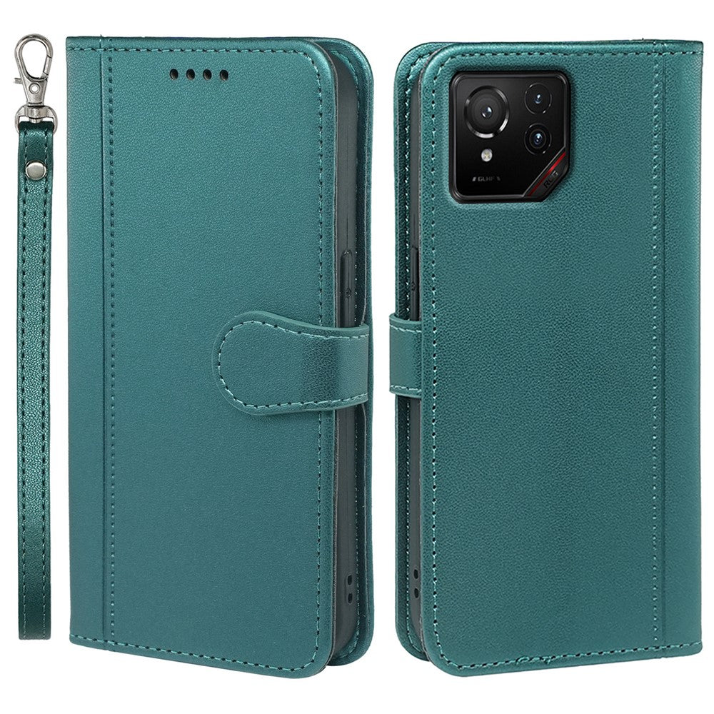 For Asus ROG Phone 9 5G Wallet Case Magnetic Snap Leather Phone Cover with Strap
