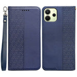 For Xiaomi Redmi Note 14 4G (164.84mm) Wallet Phone Case Checkered Pattern Imprint Leather Flip Cover with Wrist Strap