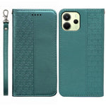 For Xiaomi Redmi Note 14 4G (164.84mm) Wallet Phone Case Checkered Pattern Imprint Leather Flip Cover with Wrist Strap