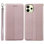 For Xiaomi Redmi Note 14 4G (164.84mm) Wallet Phone Case Checkered Pattern Imprint Leather Flip Cover with Wrist Strap
