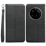 For Xiaomi 15 Ultra Wallet Phone Case Checkered Pattern Imprint Leather Flip Cover with Wrist Strap