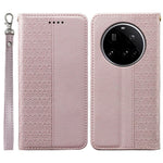 For Xiaomi 15 Ultra Wallet Phone Case Checkered Pattern Imprint Leather Flip Cover with Wrist Strap