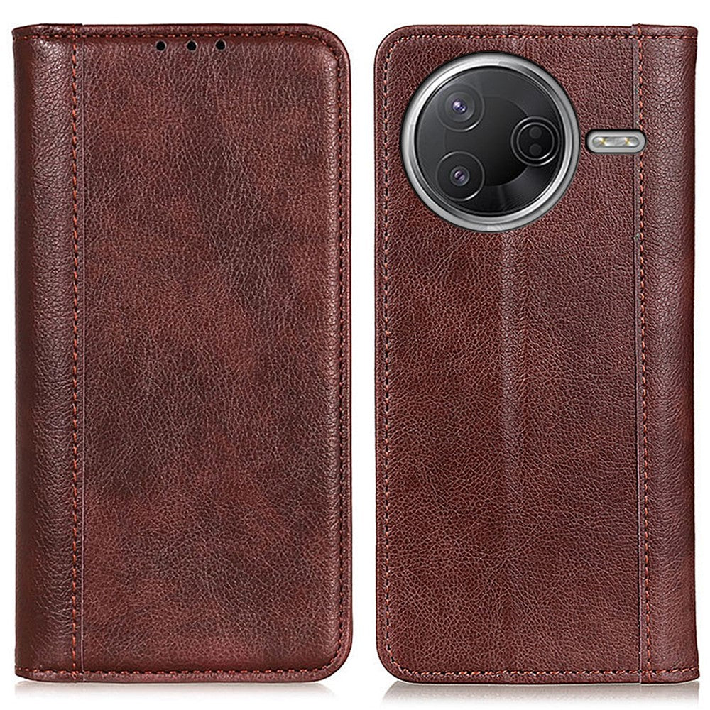 Stand-etui til Xiaomi Poco F7 Pro 5G / F7 Ultra 5G / Redmi K80 Pro 5G / K80 5G, delt lædercover med litchi-struktur og pung