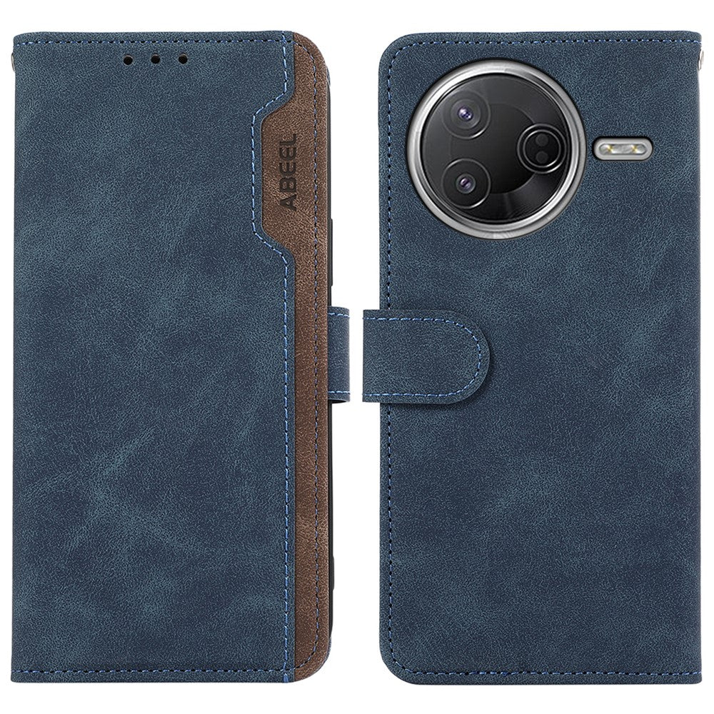 ABEEL Leather Case For Xiaomi Poco F7 Pro 5G  /  F7 Ultra 5G  /  Redmi K80 Pro 5G  /  K80 5G Color Splicing Flip Phone Cover RFID Blocking