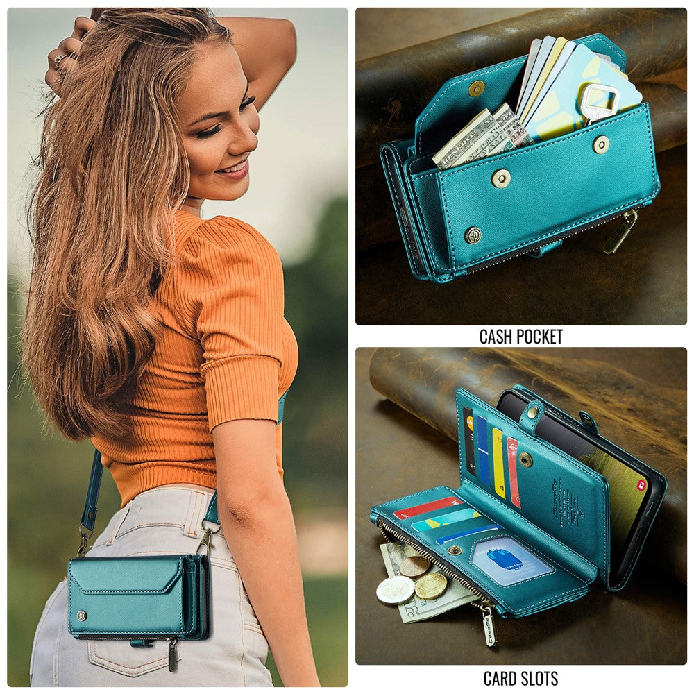 CASEME For Samsung Galaxy S25 Edge Leather Case  C36 Zipper Multiple Card Slots Phone Cover with Straps