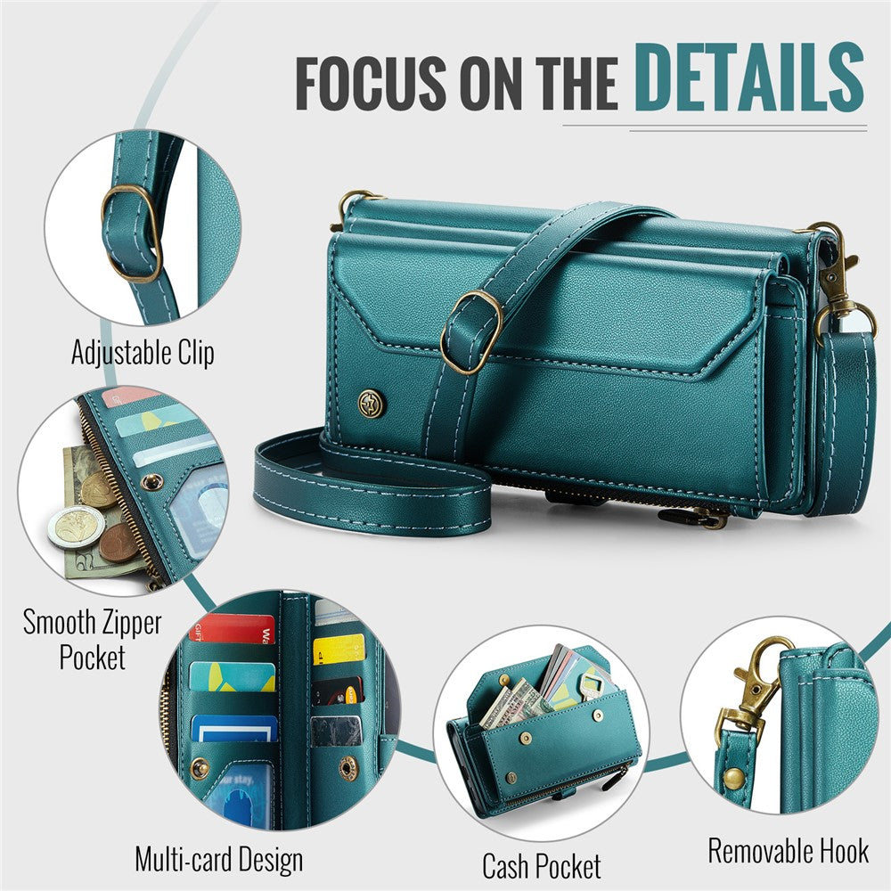 CASEME For Samsung Galaxy S25 Edge Leather Case  C36 Zipper Multiple Card Slots Phone Cover with Straps