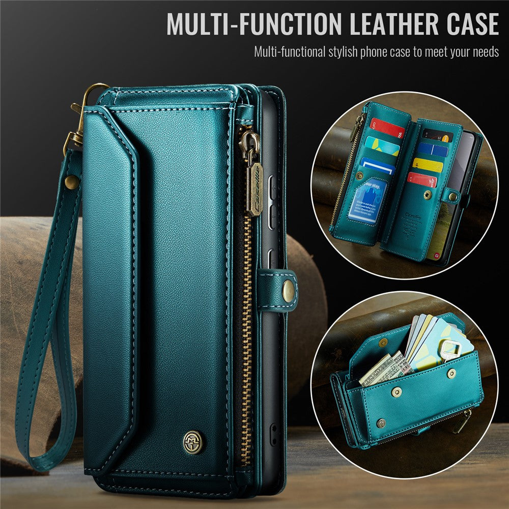 CASEME For Samsung Galaxy S25 Edge Leather Case  C36 Zipper Multiple Card Slots Phone Cover with Straps