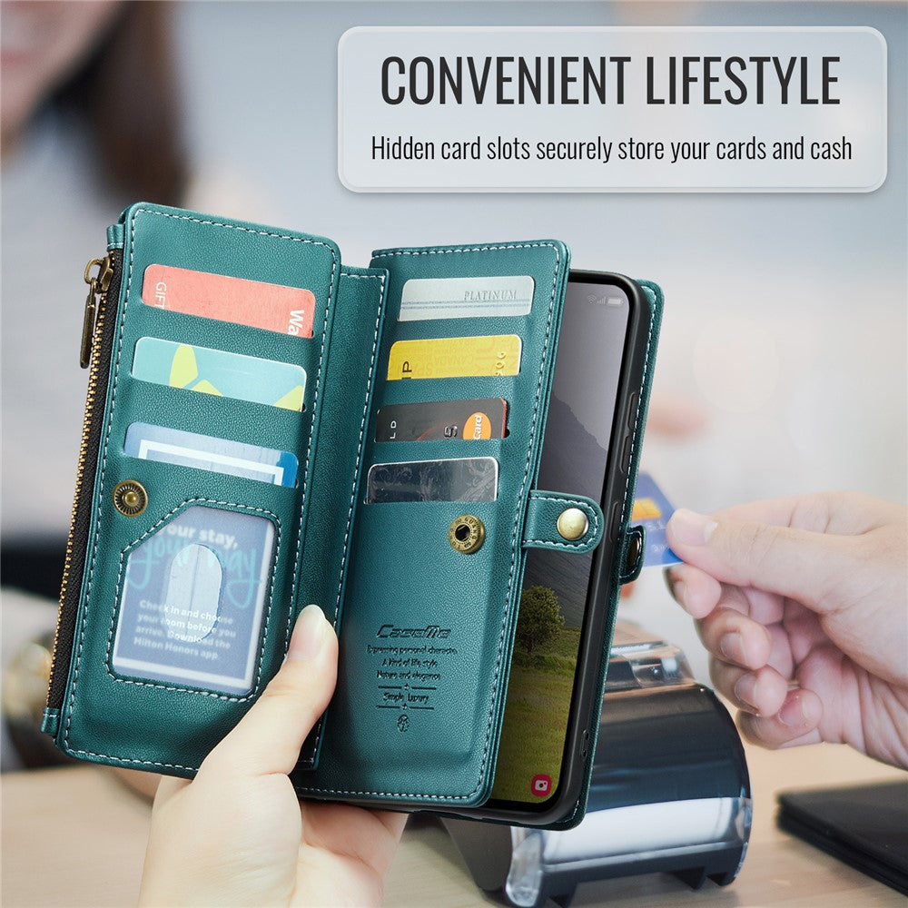 CASEME For Samsung Galaxy S25 Edge Leather Case  C36 Zipper Multiple Card Slots Phone Cover with Straps