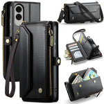 CASEME For Samsung Galaxy S25 Edge Leather Case  C36 Zipper Multiple Card Slots Phone Cover with Straps