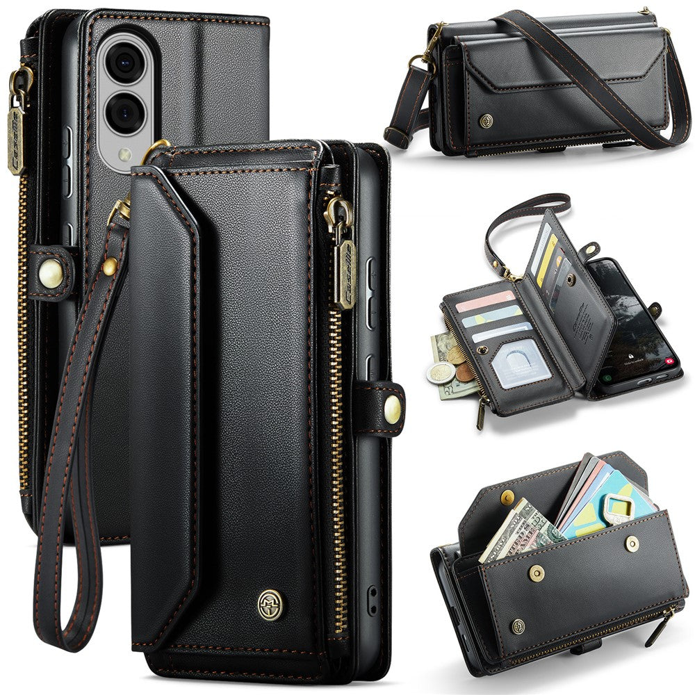CASEME For Samsung Galaxy S25 Edge Leather Case  C36 Zipper Multiple Card Slots Phone Cover with Straps