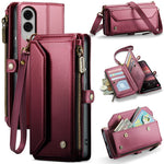 CASEME For Samsung Galaxy S25 Edge Leather Case  C36 Zipper Multiple Card Slots Phone Cover with Straps
