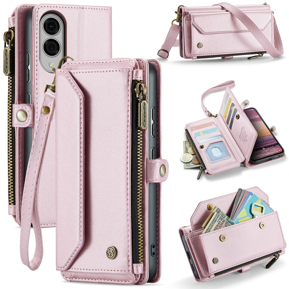 CASEME For Samsung Galaxy S25 Edge Leather Case  C36 Zipper Multiple Card Slots Phone Cover with Straps