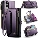 CASEME For Samsung Galaxy S25 Edge Leather Case  C36 Zipper Multiple Card Slots Phone Cover with Straps
