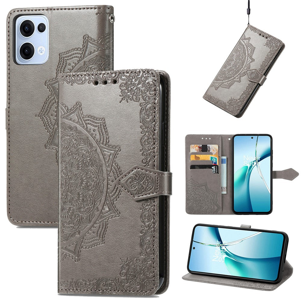 For Oppo Reno13 5G (Global) Wallet Case Mandala Flower Leather Phone Cover Stand