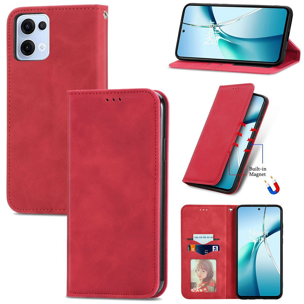For Oppo Reno13 5G (Global) Leather Case with Card Holder Magnetic Absorption Phone Cover