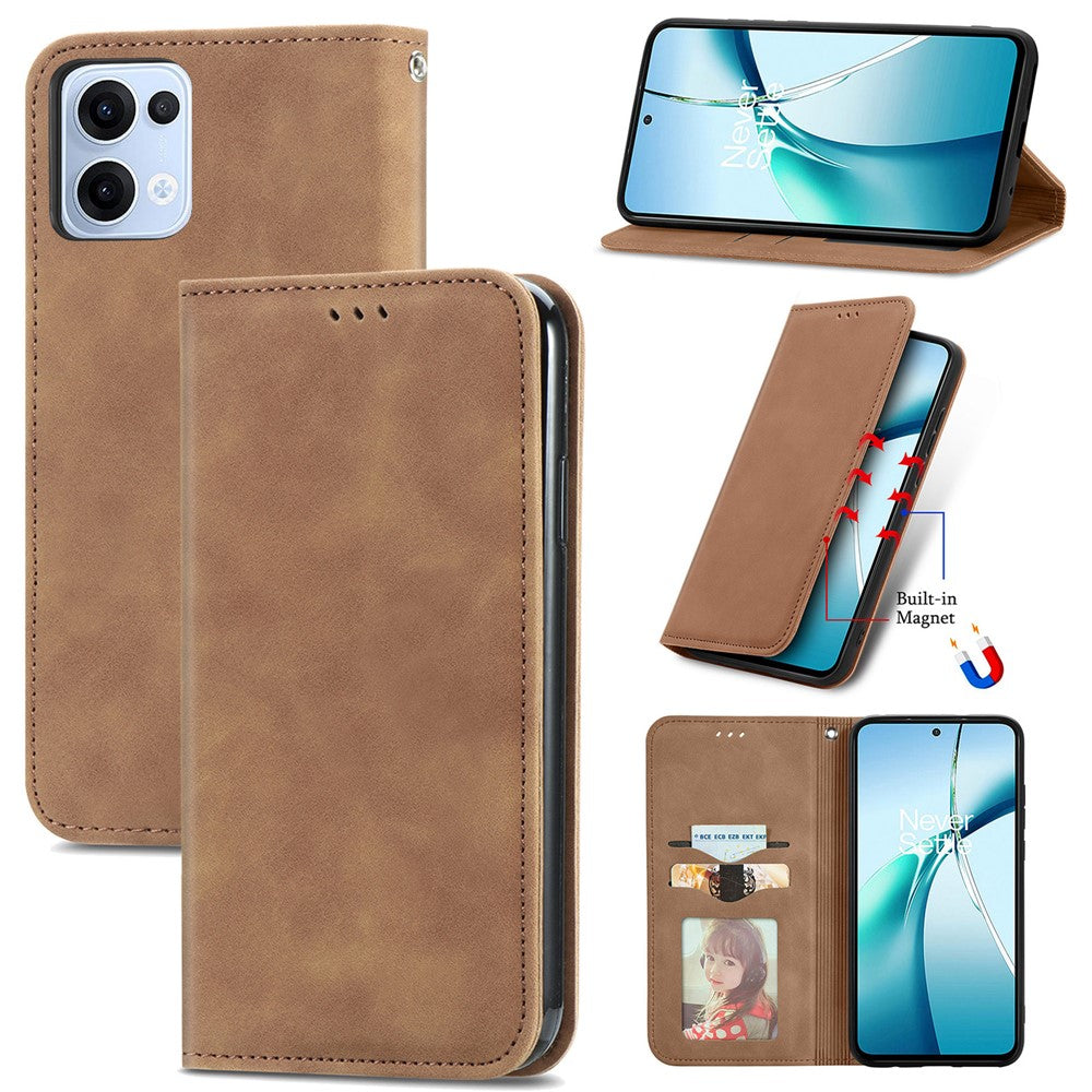 For Oppo Reno13 5G (Global) Leather Case with Card Holder Magnetic Absorption Phone Cover