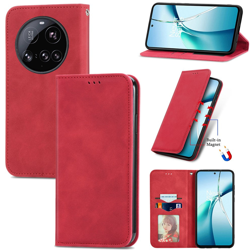 For Xiaomi 15 Ultra Leather Case with Card Holder Magnetic Absorption Phone Cover