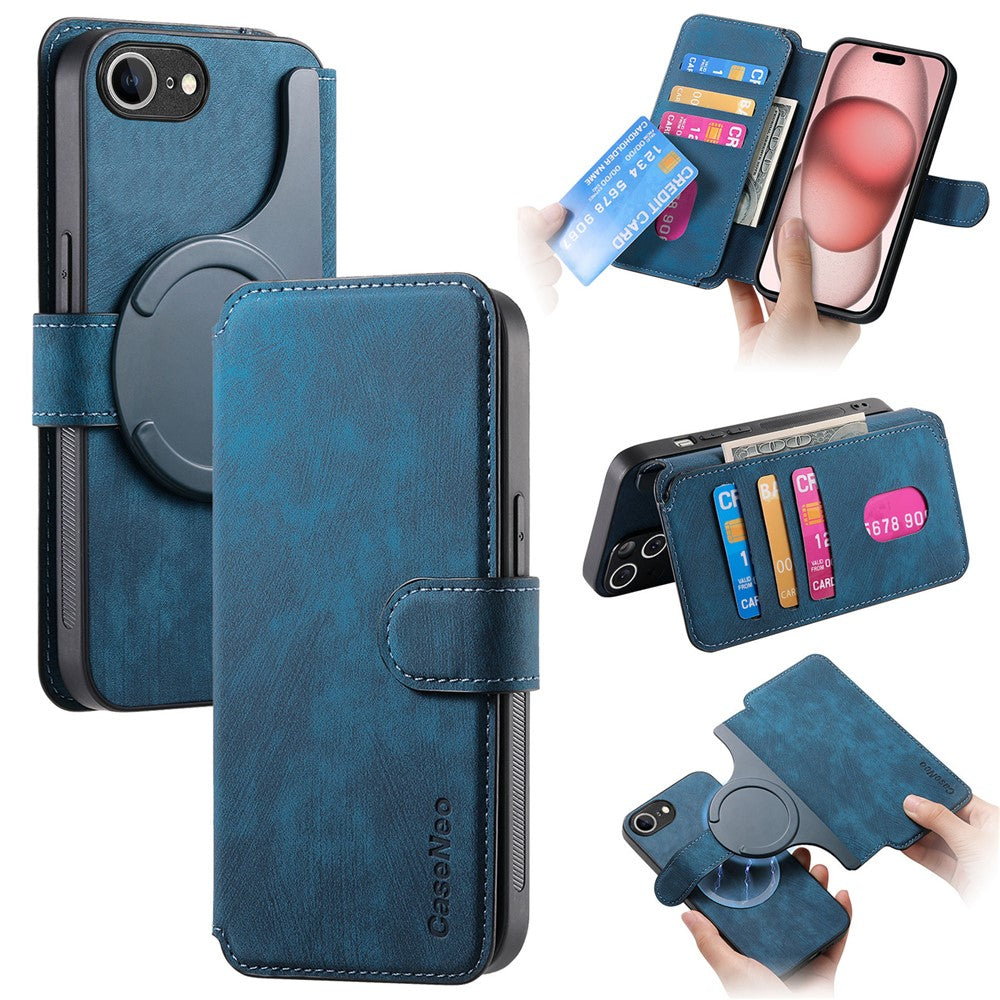 CASENEO For iPhone 17e / 16e Magnetic Case  Detachable Leather Phone Wallet Cover