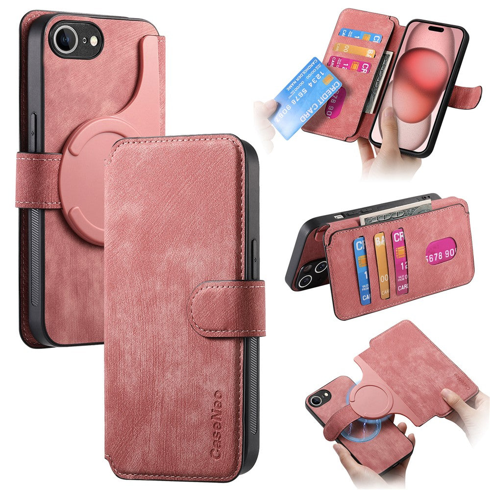 CASENEO For iPhone 17e / 16e Magnetic Case  Detachable Leather Phone Wallet Cover