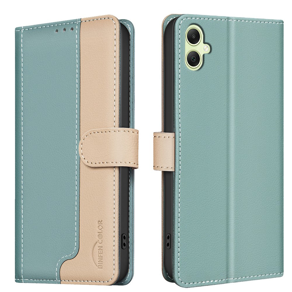 BINFEN COLOR BF33 til Samsung Galaxy F06 5G / M06 5G læderetui, splejset farve, RFID-blokerende pung, stander, telefoncover