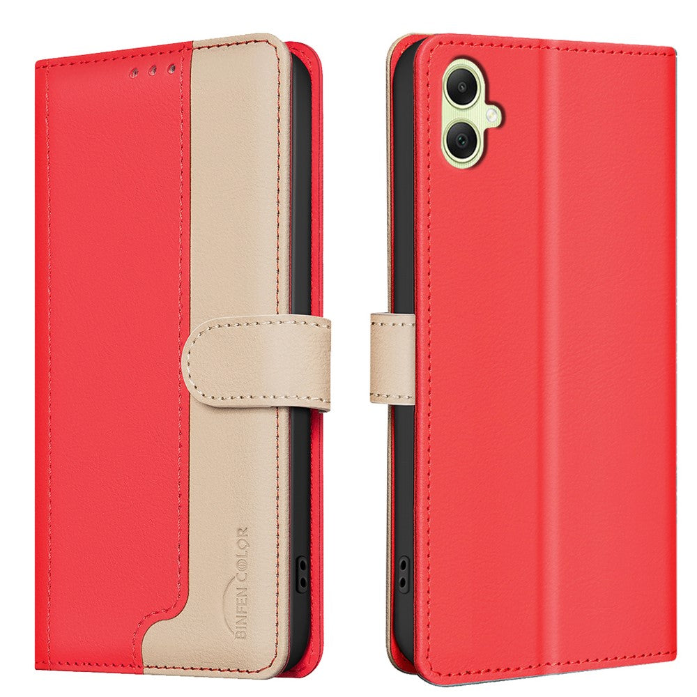 BINFEN COLOR BF33 til Samsung Galaxy F06 5G / M06 5G læderetui, splejset farve, RFID-blokerende pung, stander, telefoncover