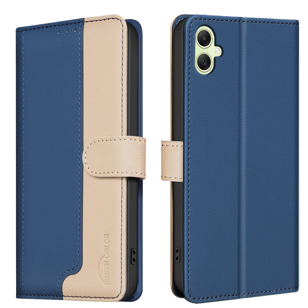 BINFEN COLOR BF33 til Samsung Galaxy F06 5G / M06 5G læderetui, splejset farve, RFID-blokerende pung, stander, telefoncover