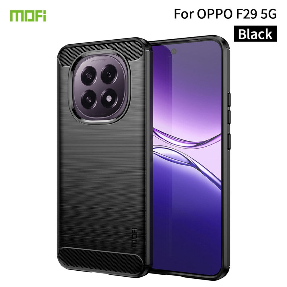 MOFI For Oppo F29 5G Back Cover  Brushed Texture Carbon Fiber Soft TPU Case
