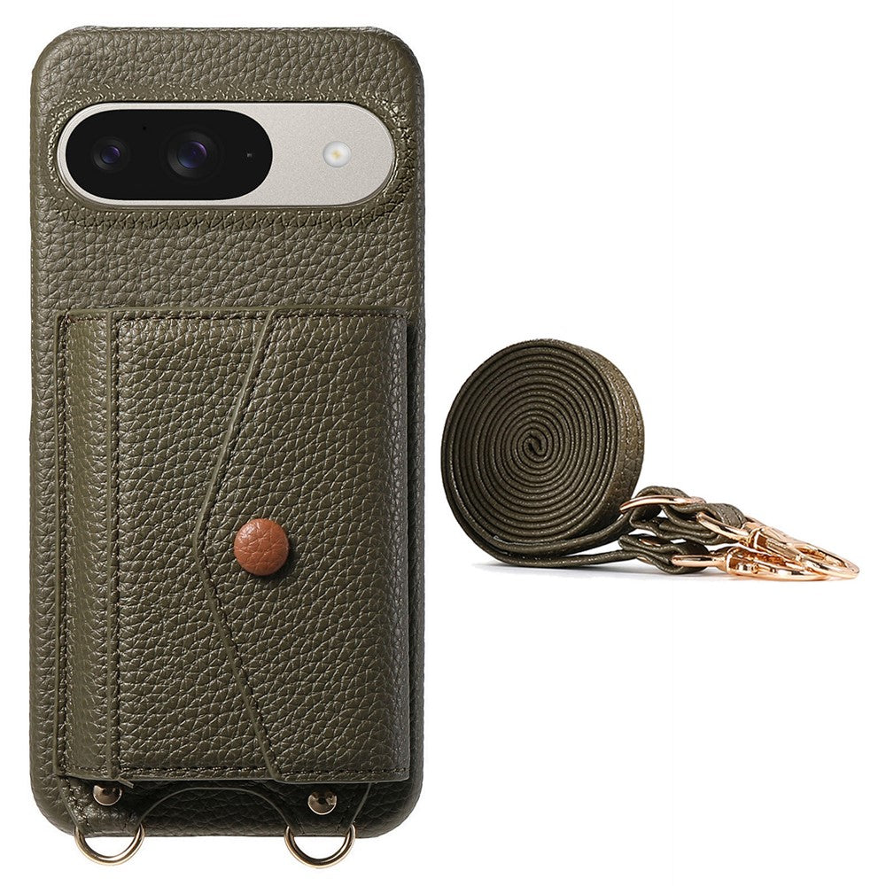 For Google Pixel 10 Pro / 10 / 9 Pro / 9 Case Card Holder Kickstand PU Leather + PC Phone Cover with Mirror and Crossbody Lanyard