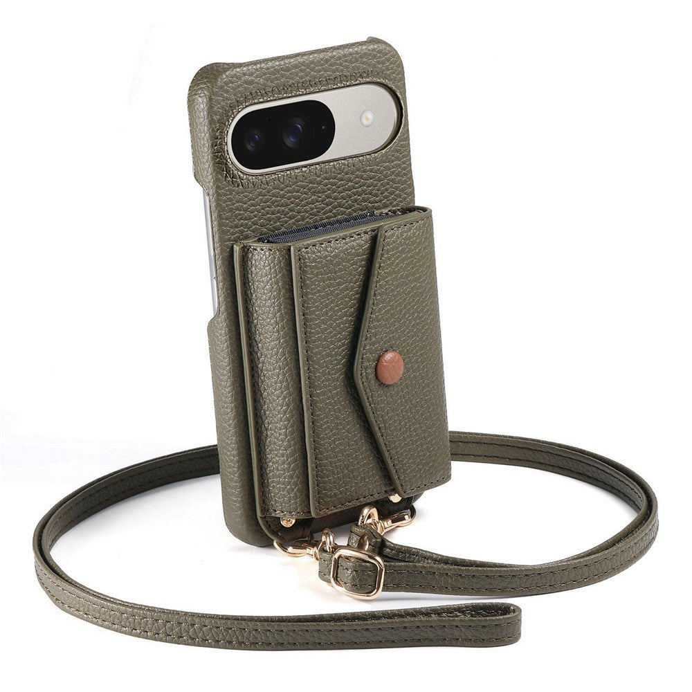 For Google Pixel 10 Pro / 10 / 9 Pro / 9 Case Card Holder Kickstand PU Leather + PC Phone Cover with Mirror and Crossbody Lanyard