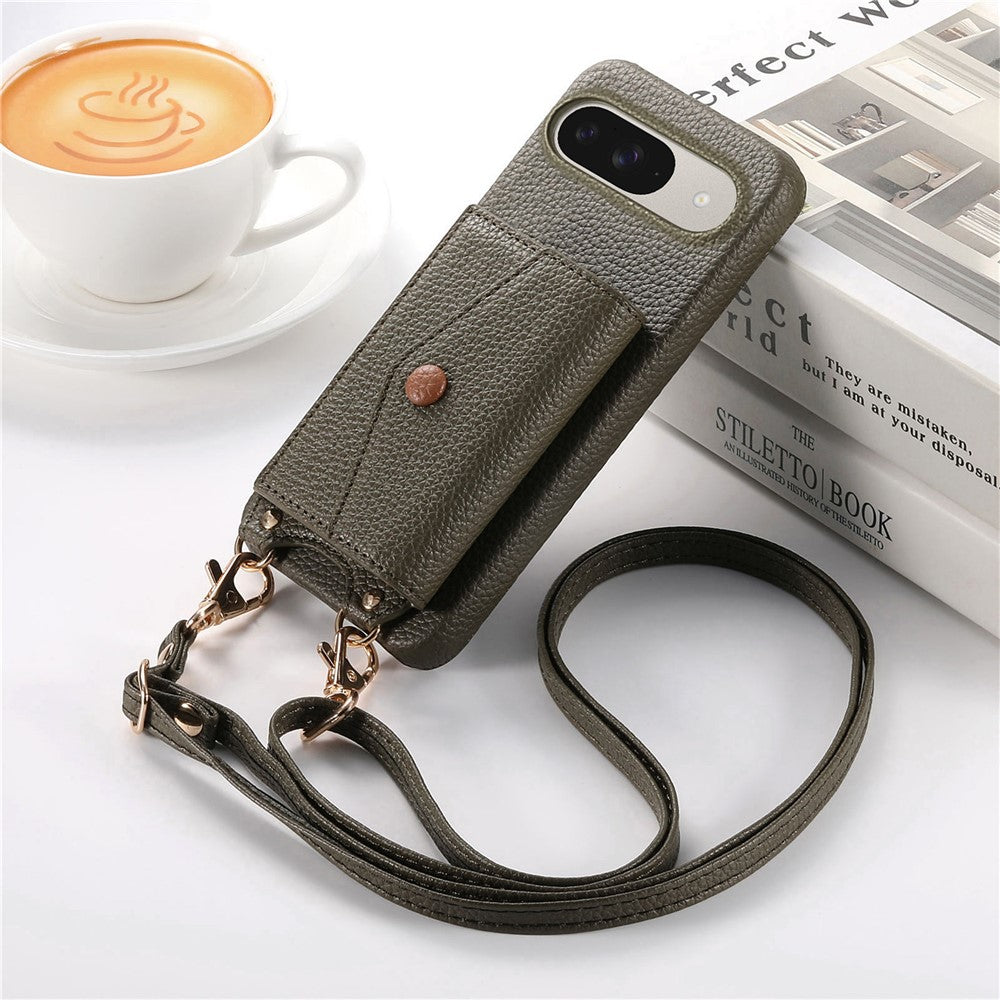For Google Pixel 10 Pro / 10 / 9 Pro / 9 Case Card Holder Kickstand PU Leather + PC Phone Cover with Mirror and Crossbody Lanyard