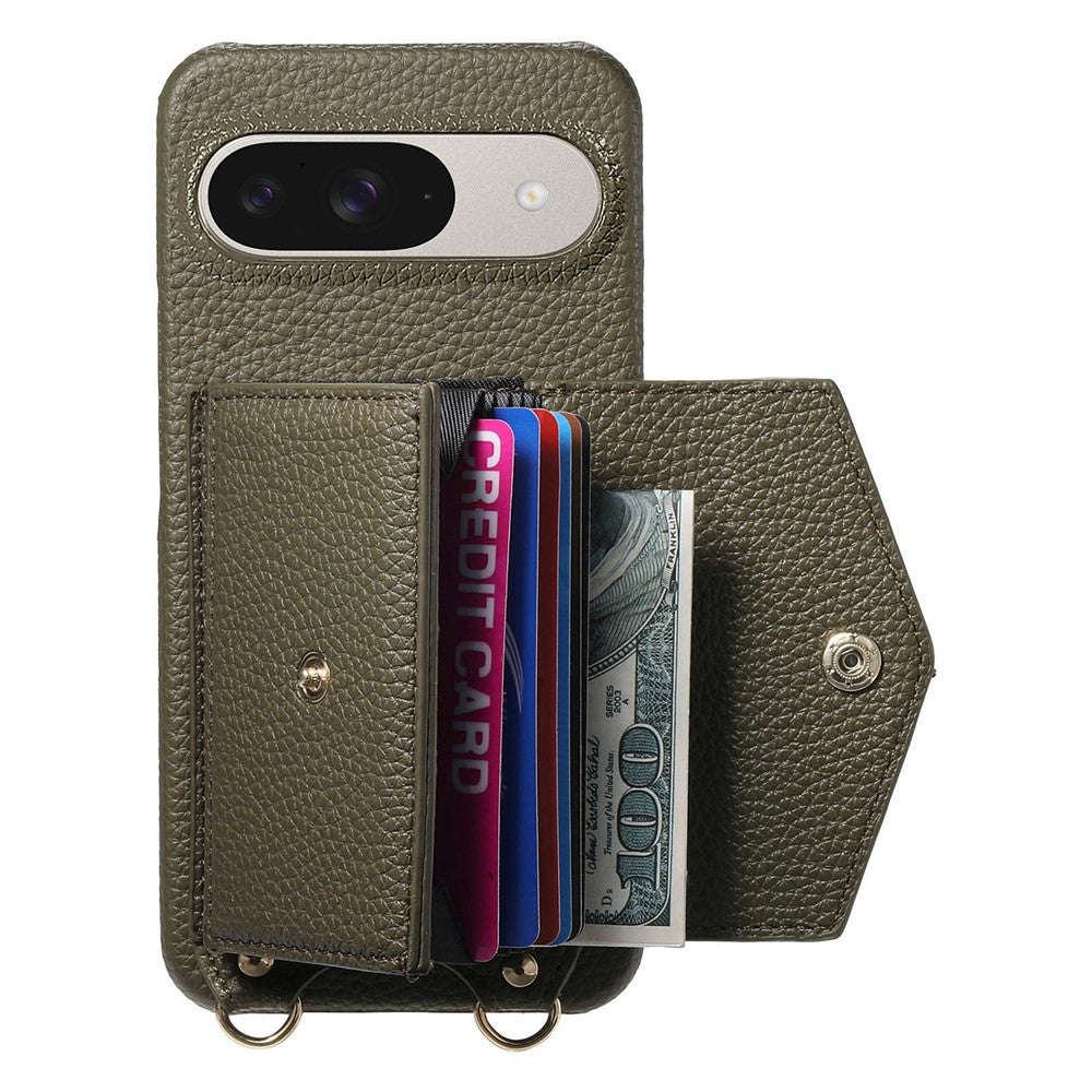 For Google Pixel 10 Pro / 10 / 9 Pro / 9 Case Card Holder Kickstand PU Leather + PC Phone Cover with Mirror and Crossbody Lanyard