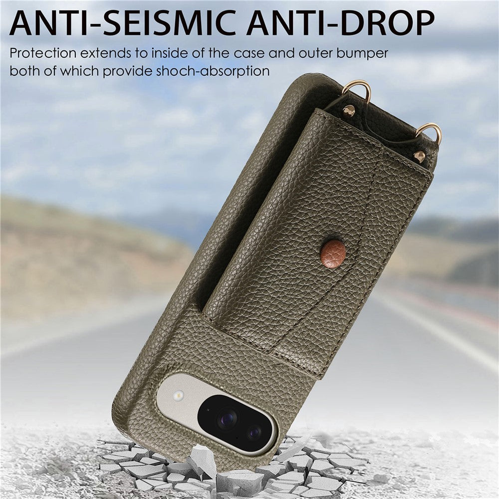 For Google Pixel 10 Pro / 10 / 9 Pro / 9 Case Card Holder Kickstand PU Leather + PC Phone Cover with Mirror and Crossbody Lanyard