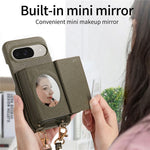 For Google Pixel 10 Pro / 10 / 9 Pro / 9 Case Card Holder Kickstand PU Leather + PC Phone Cover with Mirror and Crossbody Lanyard