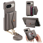 For Google Pixel 10 Pro / 10 / 9 Pro / 9 Case Card Holder Kickstand PU Leather + PC Phone Cover with Mirror and Crossbody Lanyard