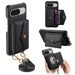 For Google Pixel 10 Pro / 10 / 9 Pro / 9 Case Card Holder Kickstand PU Leather + PC Phone Cover with Mirror and Crossbody Lanyard