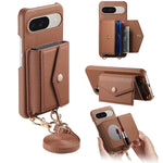 For Google Pixel 10 Pro / 10 / 9 Pro / 9 Case Card Holder Kickstand PU Leather + PC Phone Cover with Mirror and Crossbody Lanyard