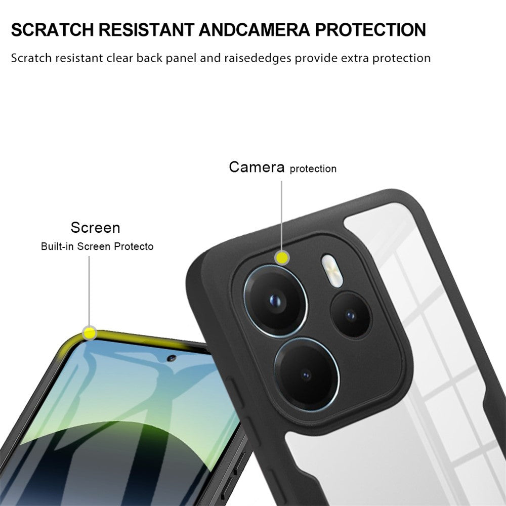 For Xiaomi Redmi Note 14 4G (164.84mm) Case Acrylic + TPU Clear Phone Cover with PET Screen Film