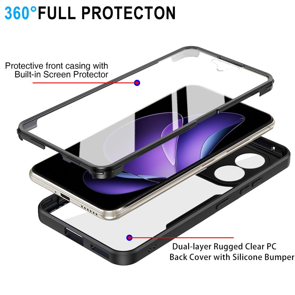 Oppo Reno13 F 5G (Reno 13 FS 5G) / 4G-skal i akryl + genomskinligt TPU-skal med PET-skärmfilm