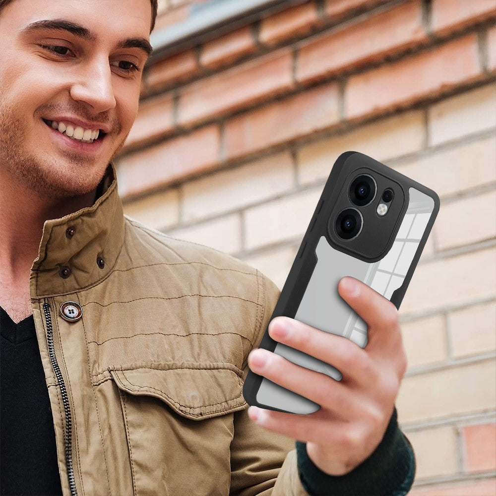 Oppo Reno13 F 5G (Reno 13 FS 5G) / 4G-skal i akryl + genomskinligt TPU-skal med PET-skärmfilm