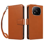 For Xiaomi Redmi Note 14 Pro+ 5G Case RFID Blocking Leather Wallet Flip Phone Cover with Wrist Strap