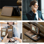 CASEME For iPhone 17e / 16e Phone Case C22 Leather Back Cover with RFID Blocking Card Slots
