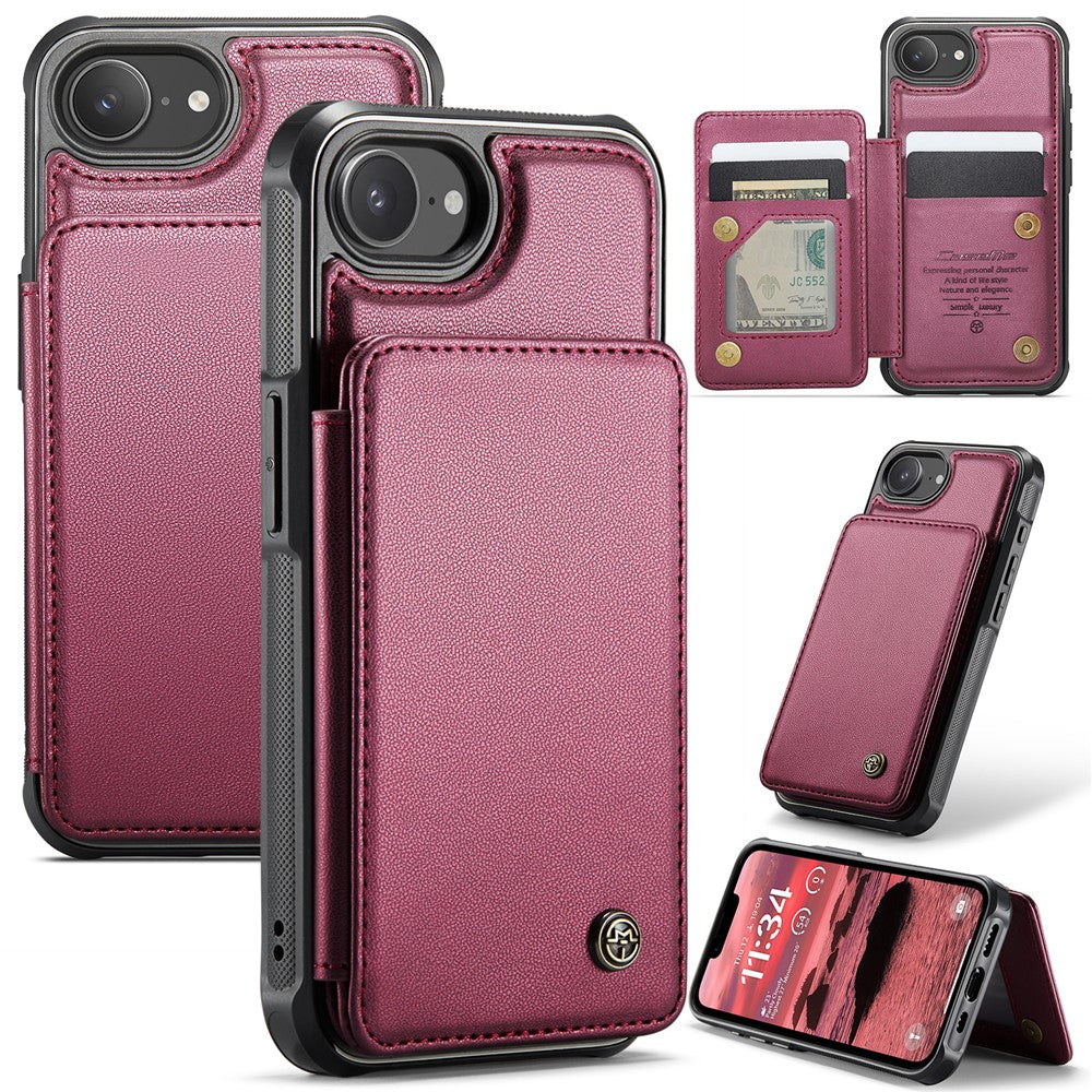 CASEME For iPhone 17e / 16e Phone Case C22 Leather Back Cover with RFID Blocking Card Slots
