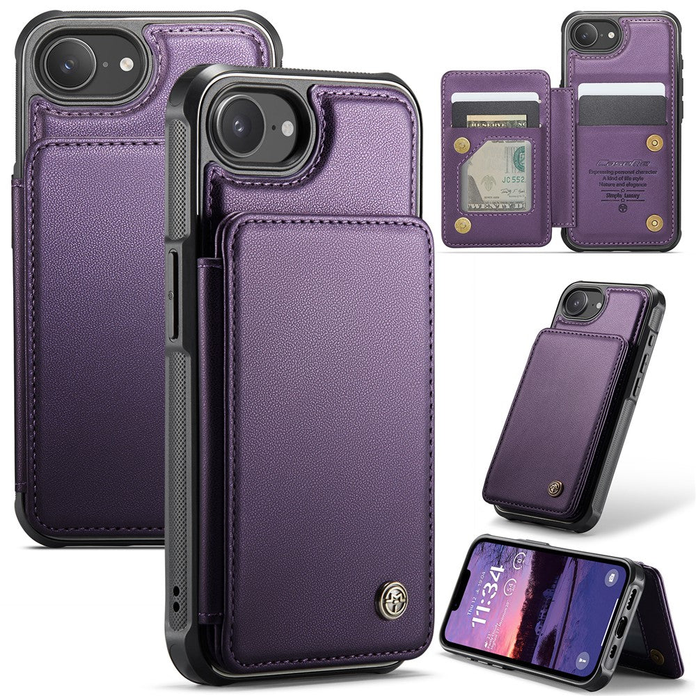CASEME For iPhone 17e / 16e Phone Case C22 Leather Back Cover with RFID Blocking Card Slots