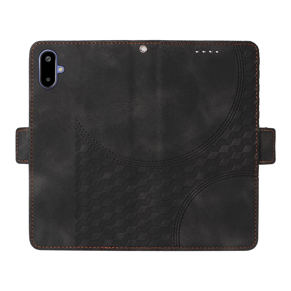 For Samsung Galaxy F06 5G Leather Cases Wallet Rhombus Imprinted Phone Cover Stand with Strap