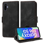 For Samsung Galaxy F06 5G Leather Cases Wallet Rhombus Imprinted Phone Cover Stand with Strap