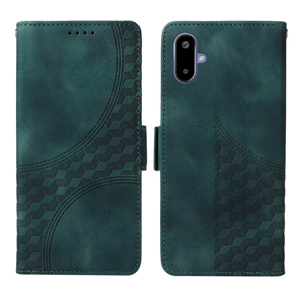 For Samsung Galaxy F06 5G Leather Cases Wallet Rhombus Imprinted Phone Cover Stand with Strap