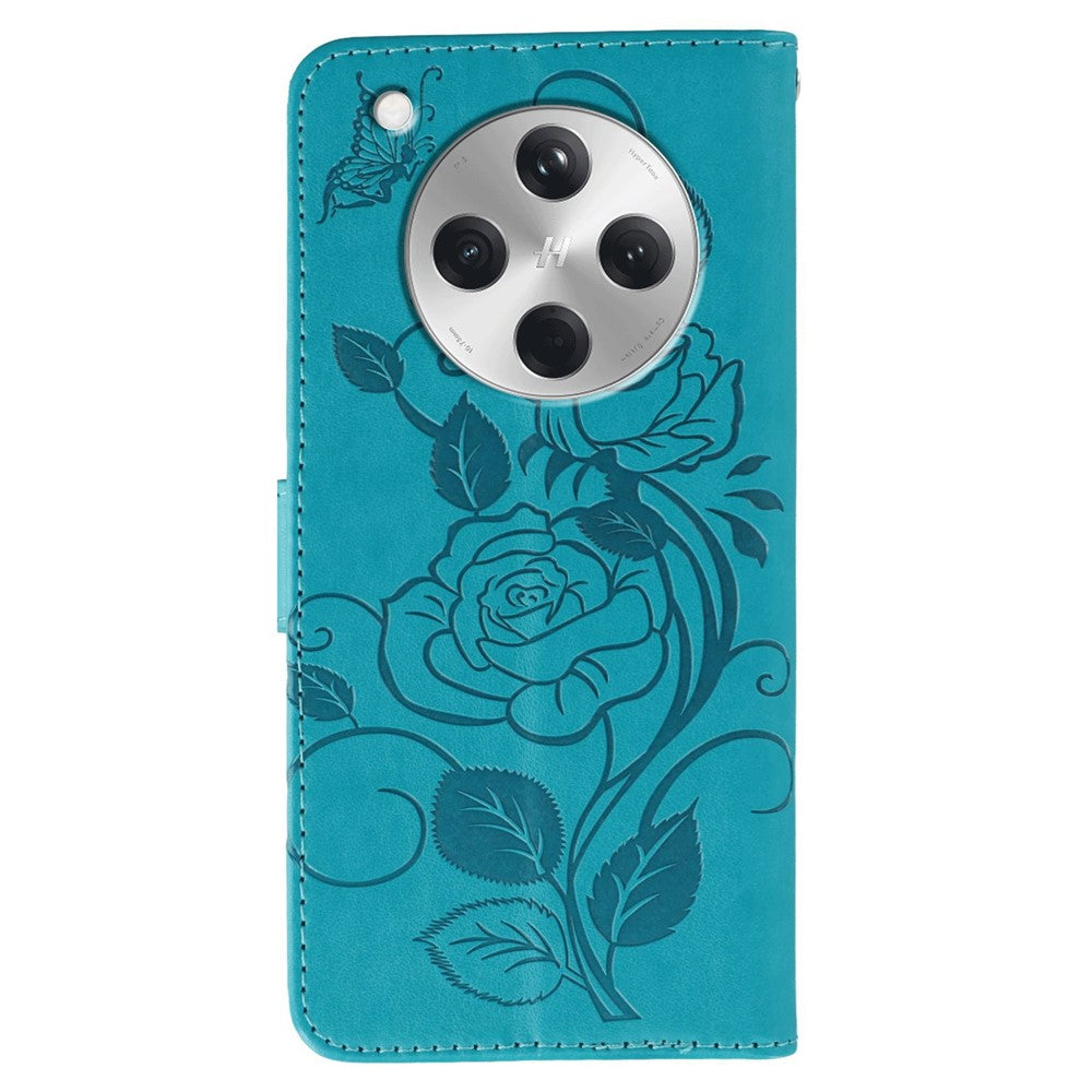For Oppo Find X8 5G Case Wallet Stand Imprinted Rose Butterfly PU Leather Phone Cover